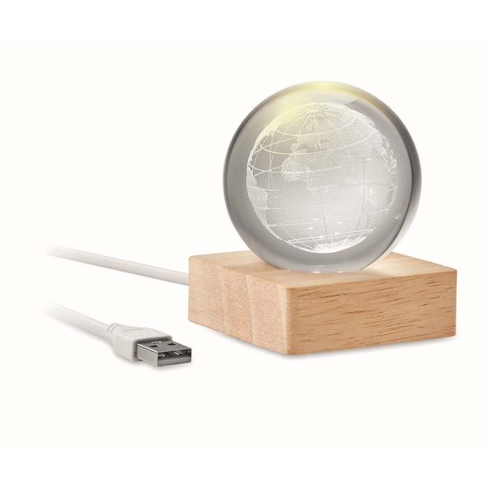 Reklámajándék | Globe Light LED földgömb üveggömb, natúr