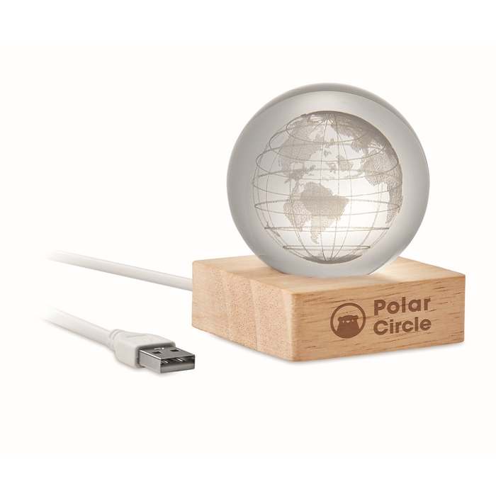 Reklámajándék | Globe Light LED földgömb üveggömb, natúr