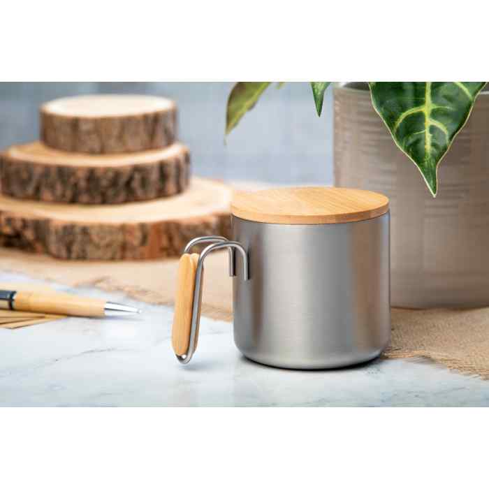 Reklámajándék | Graboo thermo bögre, ezüst, 300 ml