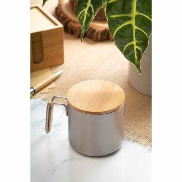 Reklámajándék | Graboo thermo bögre, ezüst, 300 ml