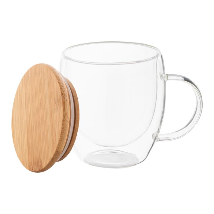 Reklámajándék | Grobina Mini üveg thermo bögre, átlátszó, 250 ml