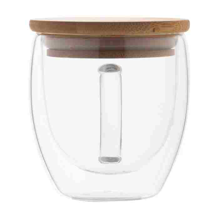 Reklámajándék | Grobina Mini üveg thermo bögre, átlátszó, 250 ml
