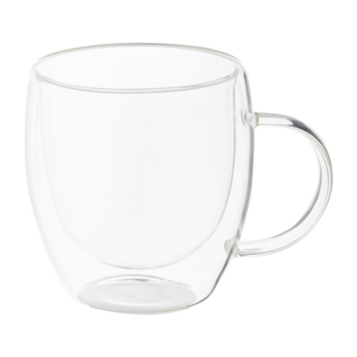 Reklámajándék | Grobina Mini üveg thermo bögre, átlátszó, 250 ml