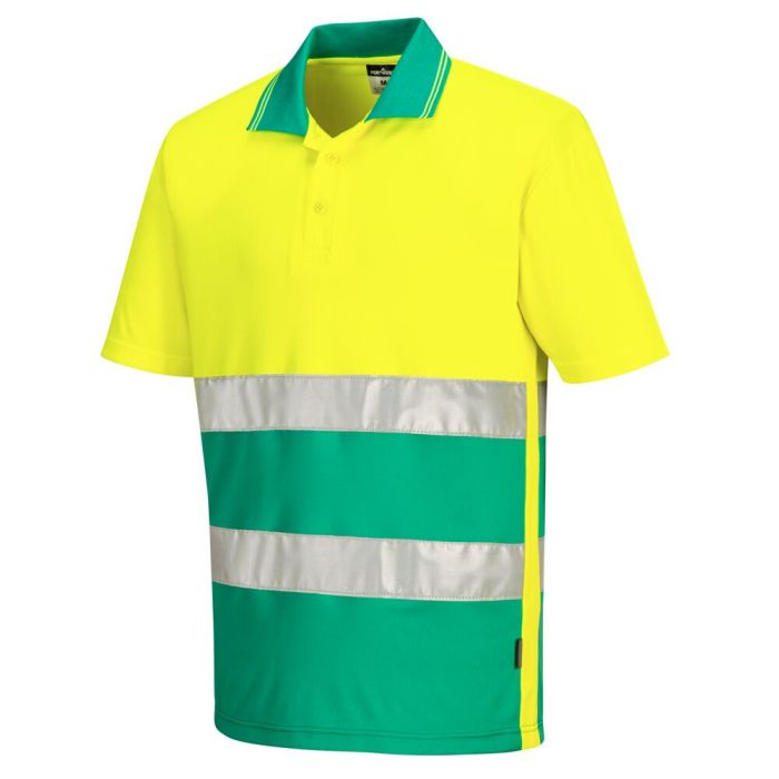 Portwest Hi-Vis Kéttónusú könnyű póló S/S, sárga/kékeszöld