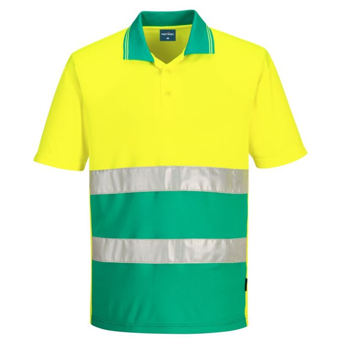 Portwest Hi-Vis Kéttónusú könnyű póló S/S, sárga/kékeszöld