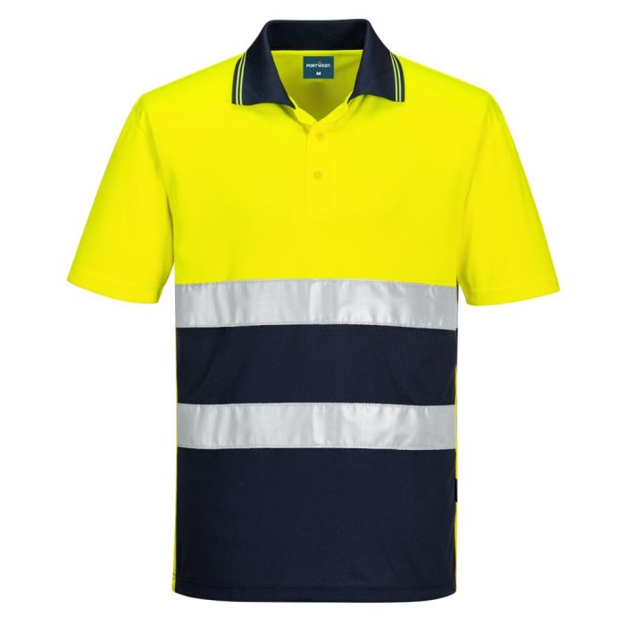 Portwest Hi-Vis Kéttónusú könnyű póló S/S, sárga/navy | Adgift Reklámajándéktól Portwest Hi-Vis Kéttónusú könnyű póló S/S, sárga/navy