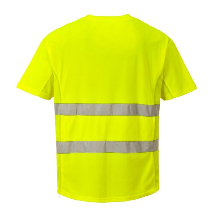 Portwest Hi-Vis pamut póló pamut hálós betétes póló S/S, sárga | Adgift Reklámajándéktól Portwest Hi-Vis pamut póló pamut hálós betétes póló S/S, sárga