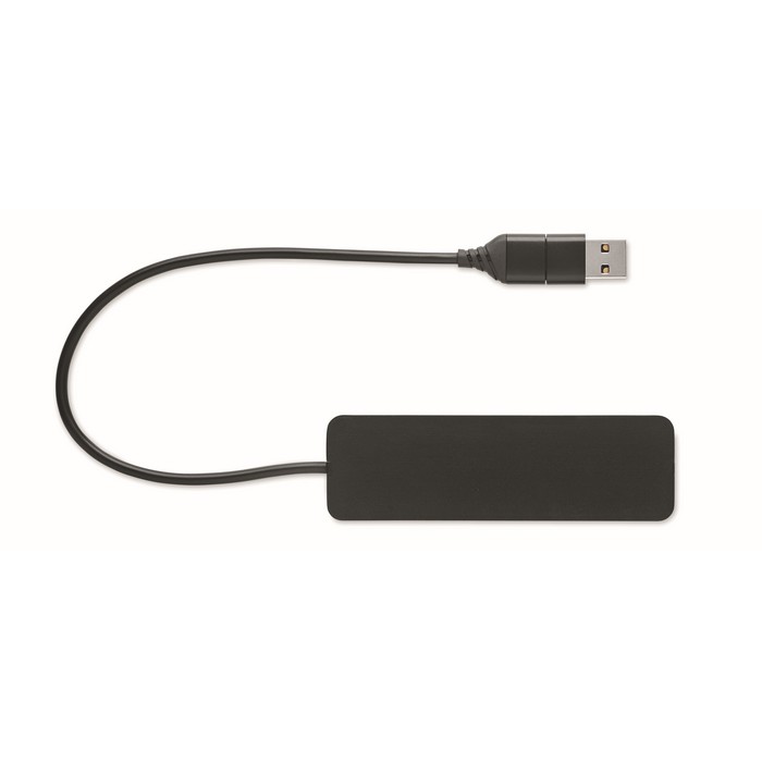 Hubbie 4 portos usb-c hub, fekete