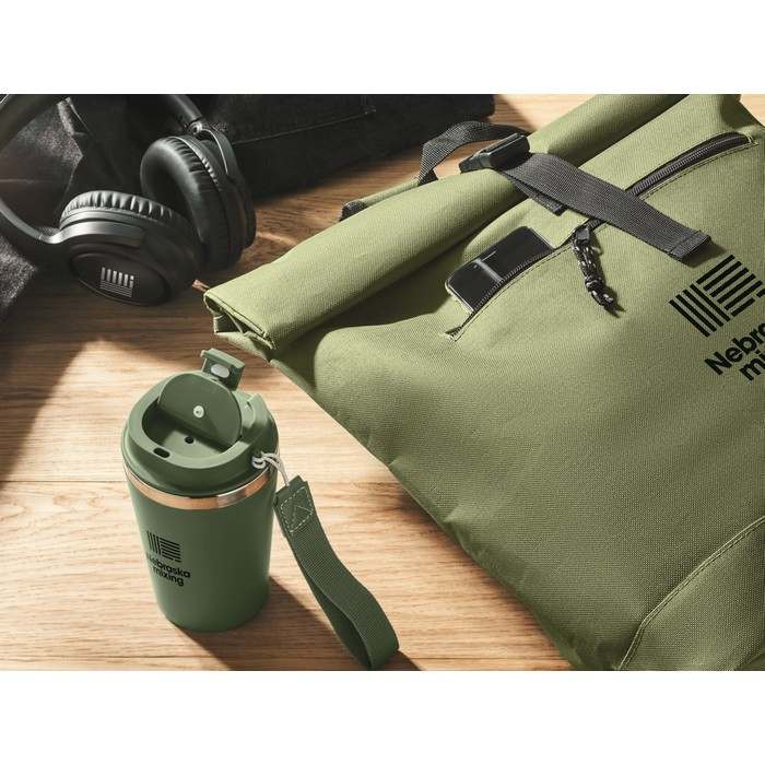 Irea 600D PES roll top hátizsák, sötétzöld | Reklámajándék, reklámtárgy, céges ajándék, egyedi reklámajándék Reklámajándék | Irea 600D PES roll top hátizsák, sötétzöld