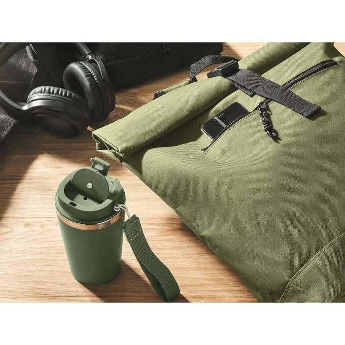 Irea 600D PES roll top hátizsák, sötétzöld | Reklámajándék, reklámtárgy, céges ajándék, egyedi reklámajándék Reklámajándék | Irea 600D PES roll top hátizsák, sötétzöld