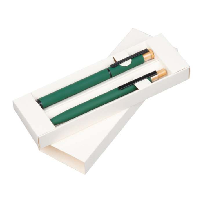 Írószer készlet újrahasznosított alumíniumból, sötétzöld | Reklámajándék, reklámtárgy, céges ajándék, egyedi reklámajándék Reklámajándék | Írószer készlet újrahasznosított alumíniumból, sötétzöld