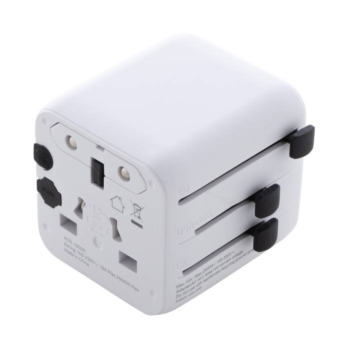 Reklámajándék | Jetsetter Pico RPC adapter utazáshoz, fehér