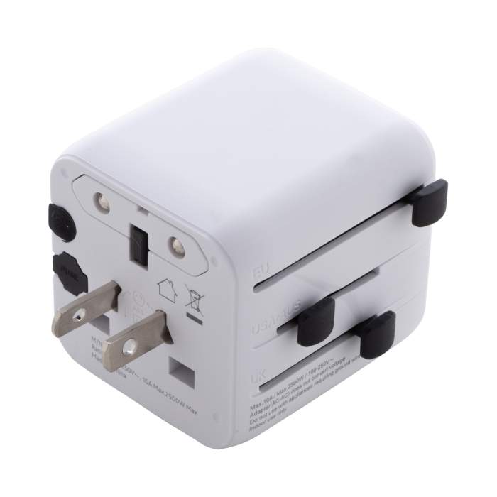 Reklámajándék | Jetsetter Pico RPC adapter utazáshoz, fehér