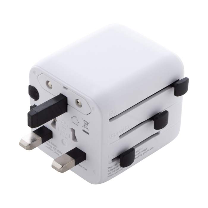 Reklámajándék | Jetsetter Pico RPC adapter utazáshoz, fehér