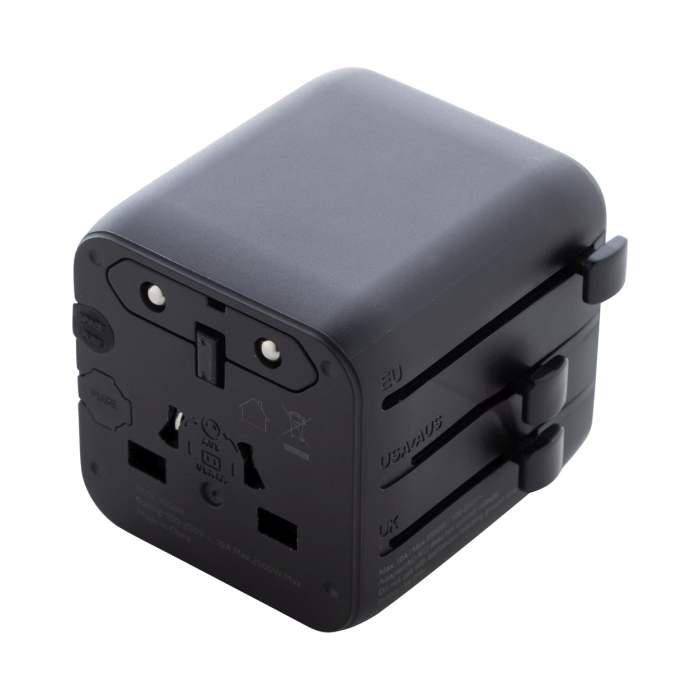 Reklámajándék | Jetsetter Pico RPC adapter utazáshoz, fekete