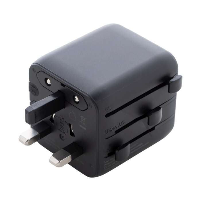 Reklámajándék | Jetsetter Pico RPC adapter utazáshoz, fekete