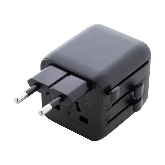 Reklámajándék | Jetsetter Pico RPC adapter utazáshoz, fekete