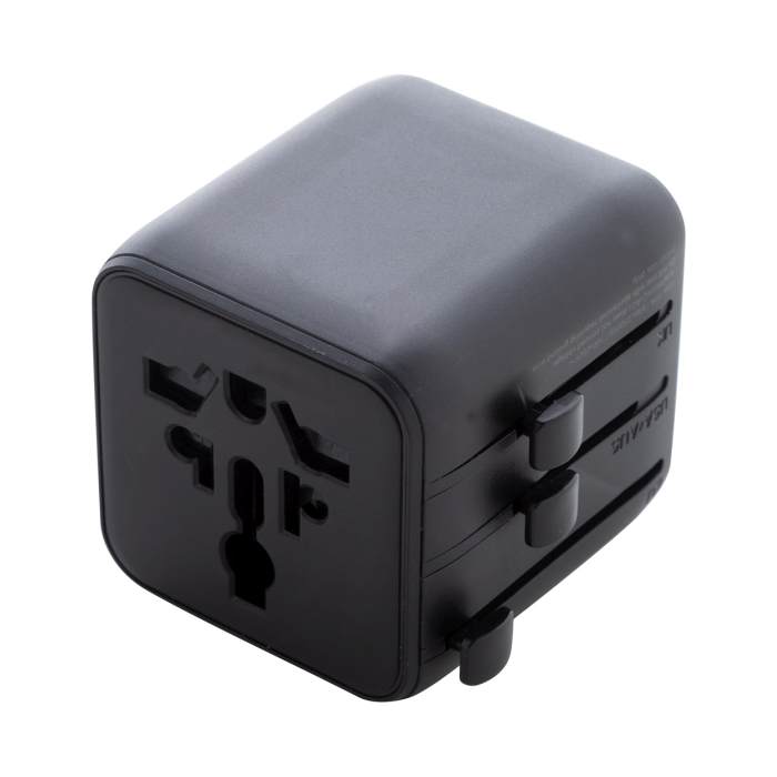 Reklámajándék | Jetsetter Pico RPC adapter utazáshoz, fekete