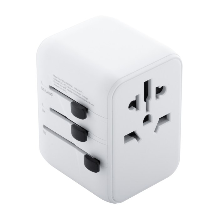 Reklámajándék | Jetsetter Plus úti adapter, fehér