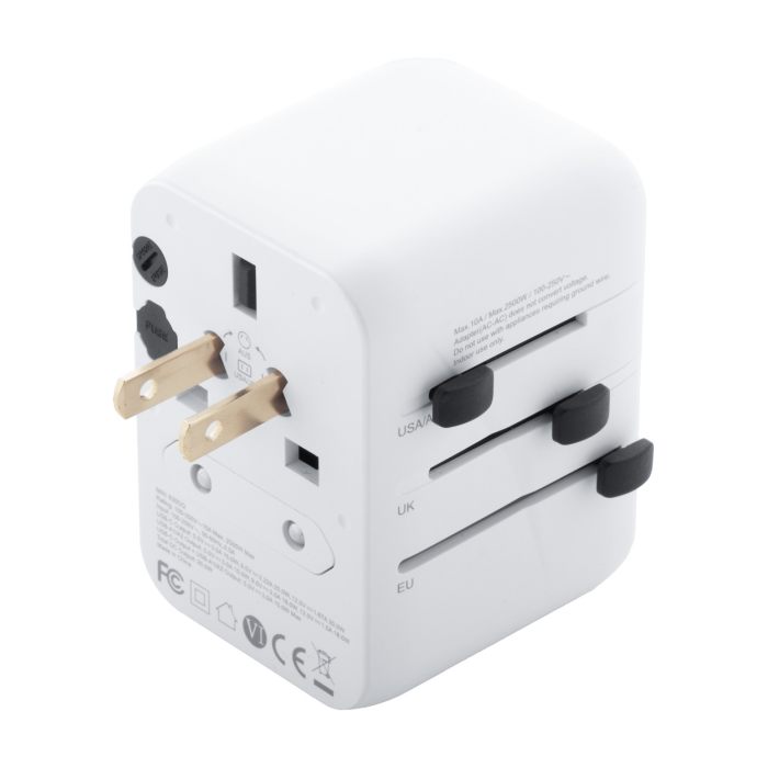 Reklámajándék | Jetsetter Plus úti adapter, fehér