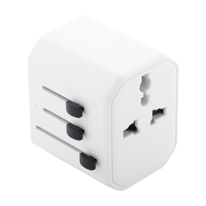 Reklámajándék | Jetsetter úti adapter, fehér