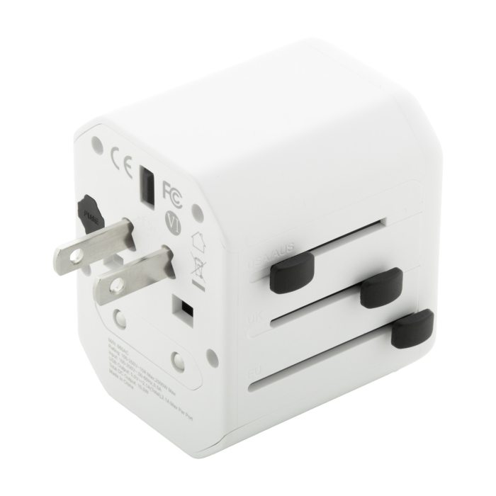Reklámajándék | Jetsetter úti adapter, fehér