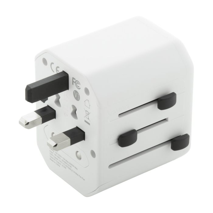 Reklámajándék | Jetsetter úti adapter, fehér