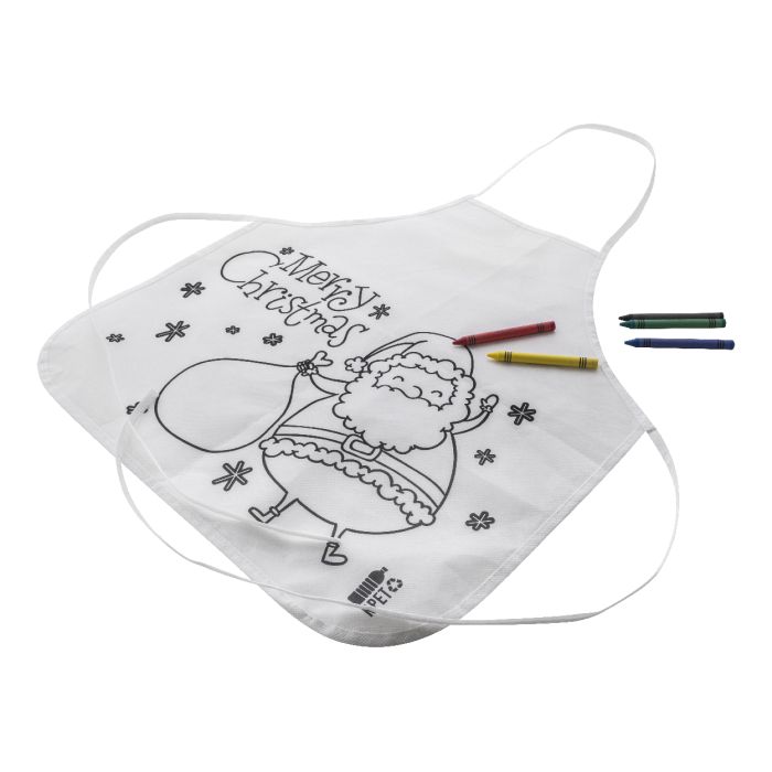 Reklámajándék | Julfar Cook színezhető karácsonyi kötény gyerekeknek, fehér