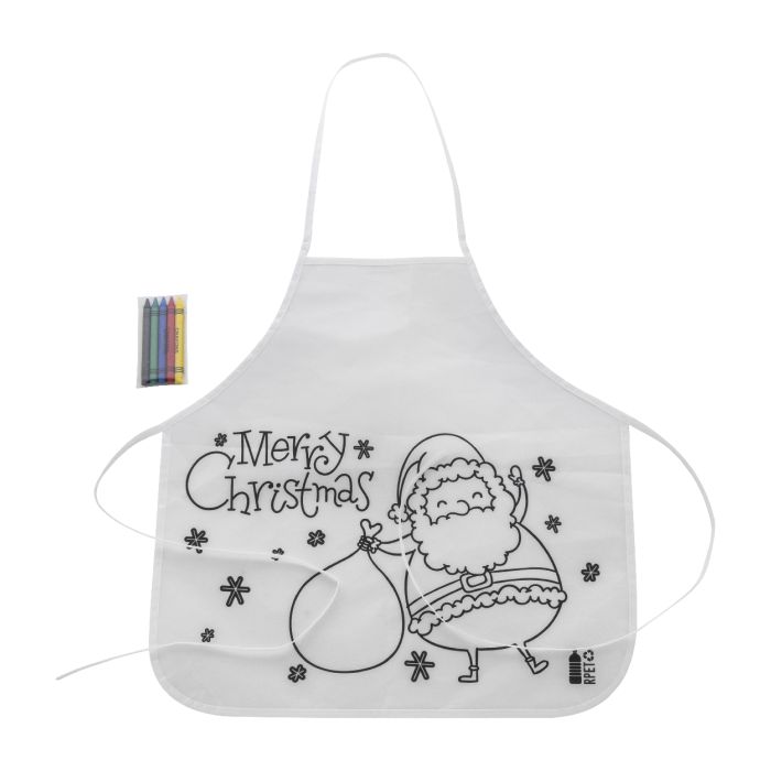 Reklámajándék | Julfar Cook színezhető karácsonyi kötény gyerekeknek, fehér