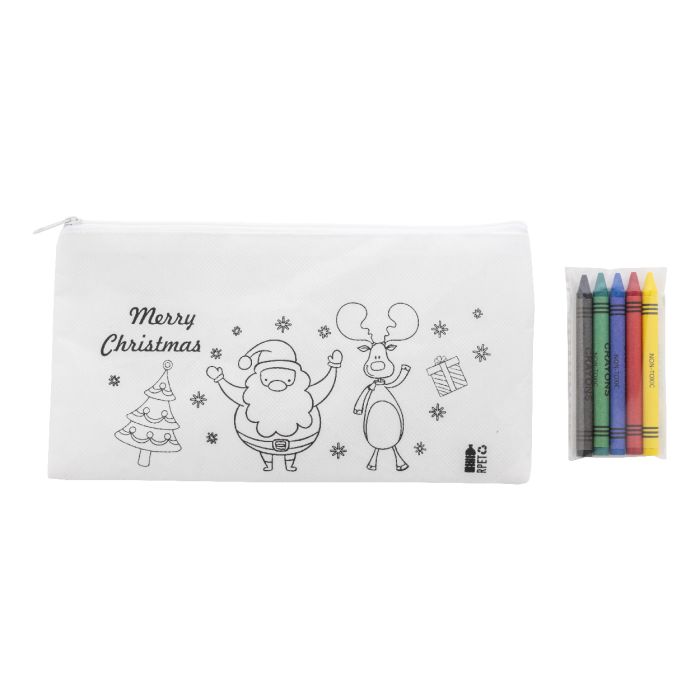 Reklámajándék | Julfar Draw színezhető karácsonyi tolltartó, fehér