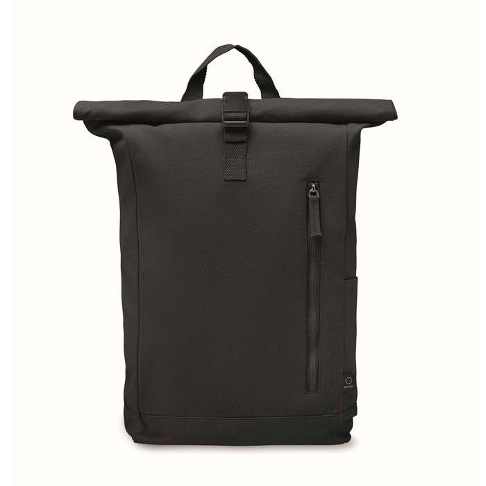 Reklámajándék | Kamet Rolltop hátizsák 390 g/m², fekete