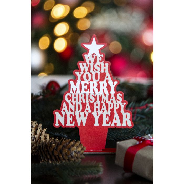 Reklámajándék | Kampsala asztali karácsonyfa, piros