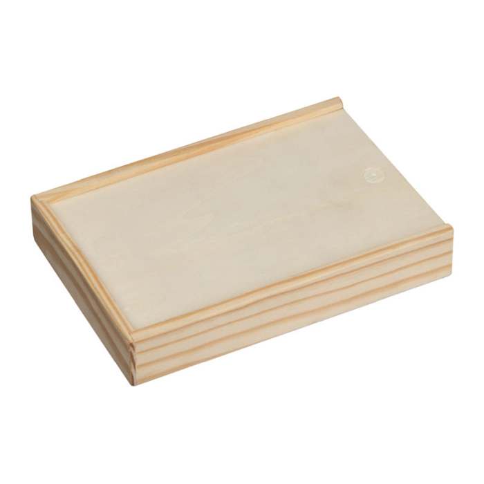 Reklámajándék | Kártyajáték fadobozban kockával, bézs