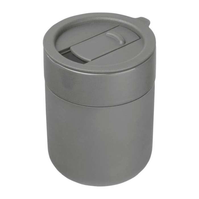 Reklámajándék | Kerámia termoszbögre szilikon burkolattal, 340ml, szürke