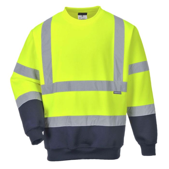 Portwest Kéttónusú Hivis pulóver, sárga/navy