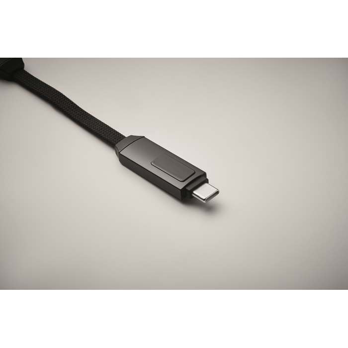 Reklámajándék | Keysto 60W töltőkábel kulcstartó, fekete