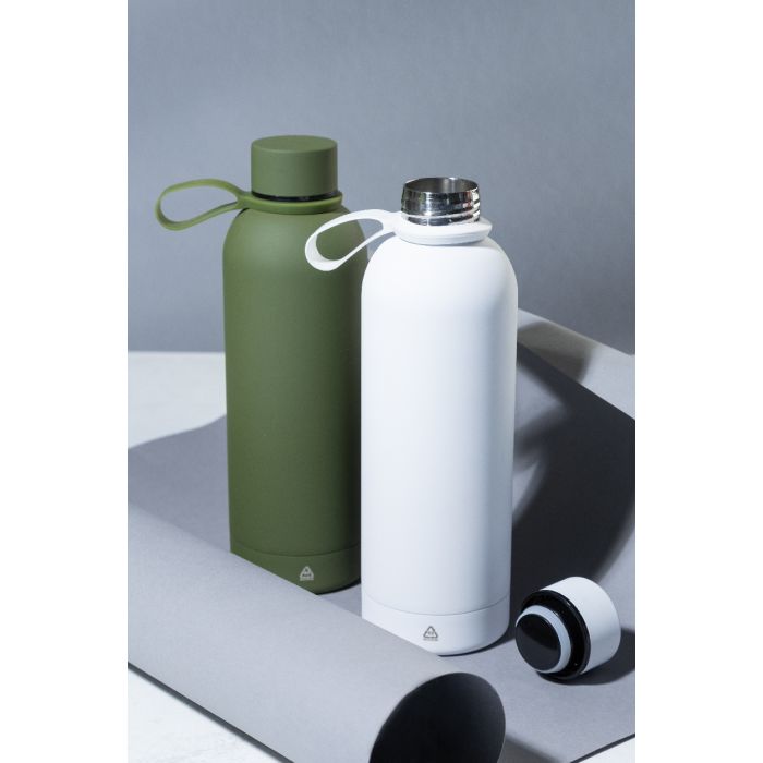 Reklámajándék | Khumbu újrahasznosított rozsdamentes acél termosz, fehér