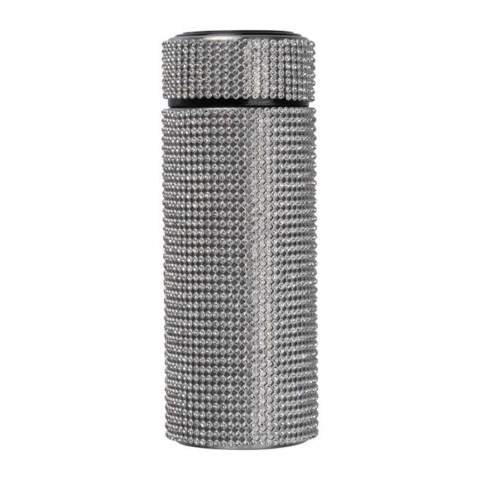 Reklámajándék | Kisméretű ivópalack strasszkövekkel, 350 ml, szürke