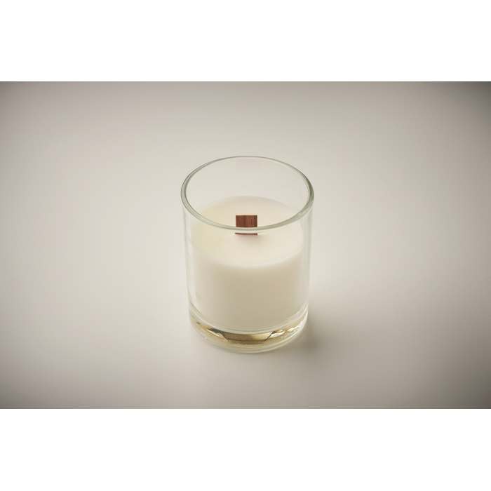 Reklámajándék | Kivas Wood Növényi viaszgyertya 80 g, átlátszó