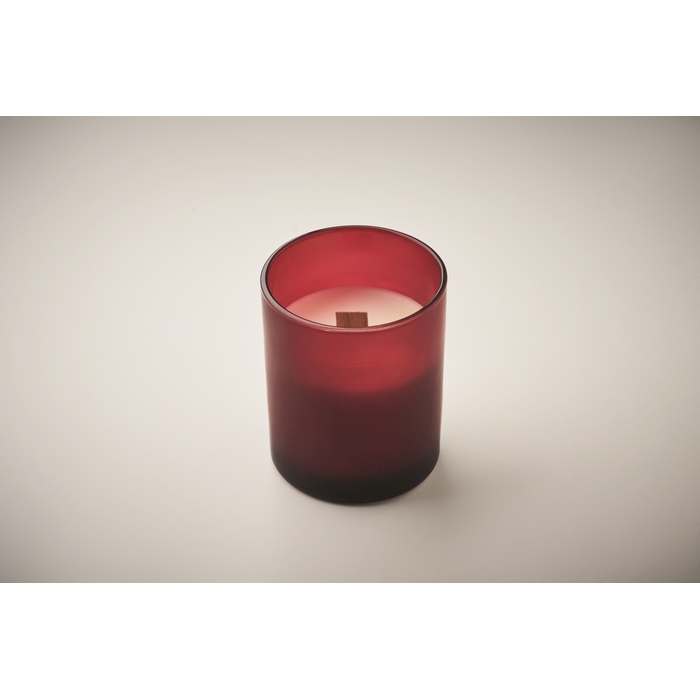 Reklámajándék | Kivas Wood Növényi viaszgyertya 80 g, bordó