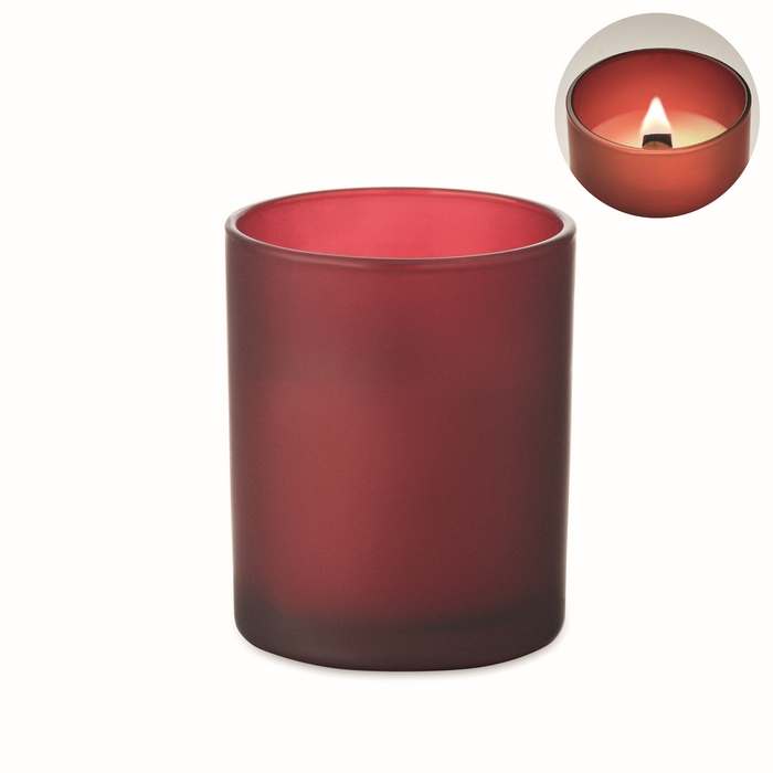 Reklámajándék | Kivas Wood Növényi viaszgyertya 80 g, bordó
