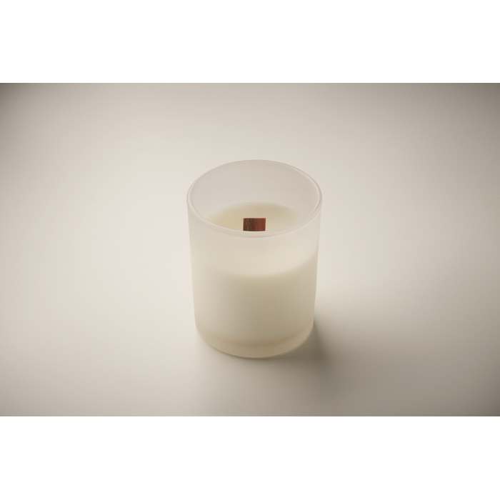 Reklámajándék | Kivas Wood Növényi viaszgyertya 80 g, fehér