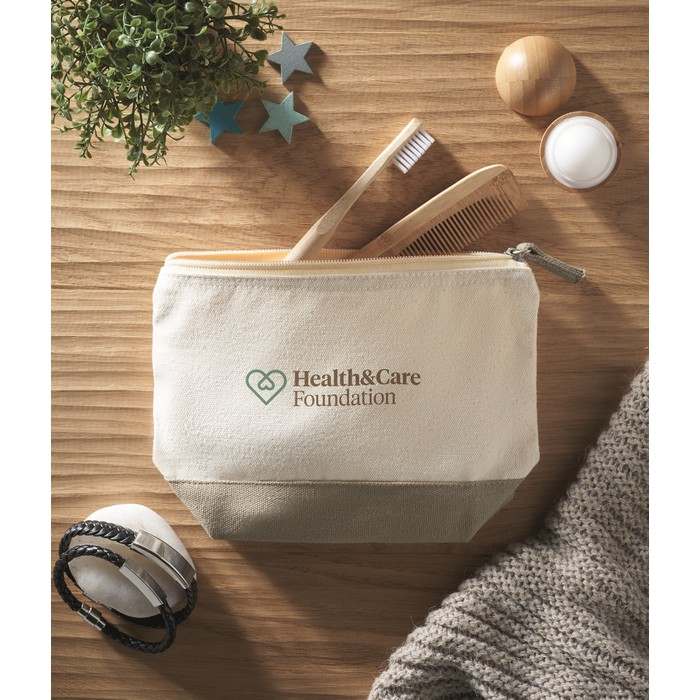 Reklámajándék | Kleuren Pamut kozmetikai táska, bézs