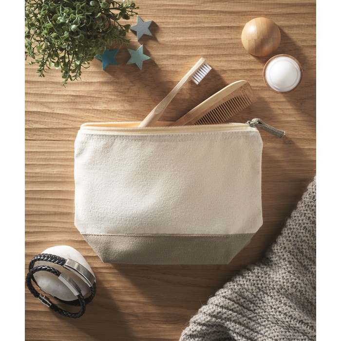 Reklámajándék | Kleuren Pamut kozmetikai táska, bézs
