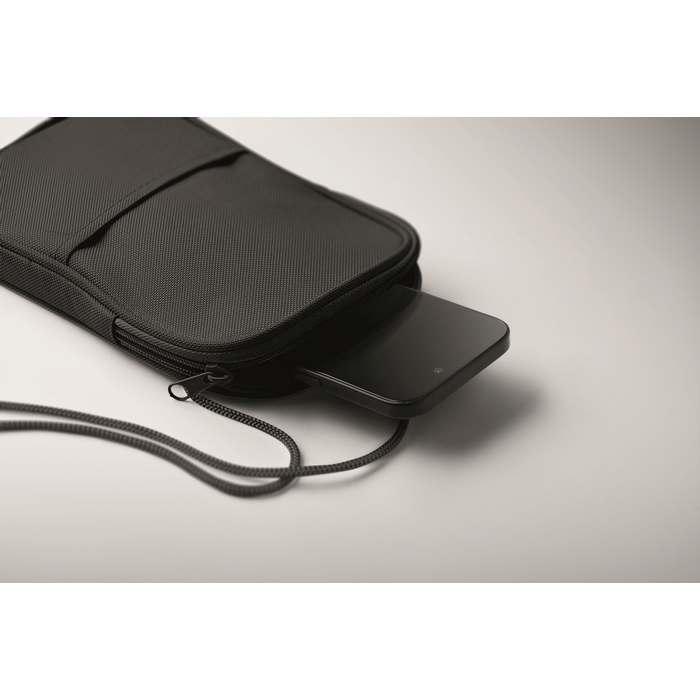 Reklámajándék | Korovin Pouch RPET keresztpántos úti tok, fekete