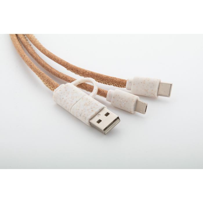Reklámajándék | Koruku USB töltőkábel, natúr
