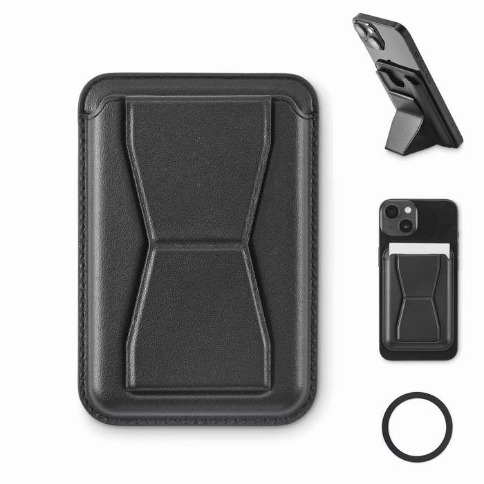 Reklámajándék | Leamag Mágneses PU kártyatartó, fekete