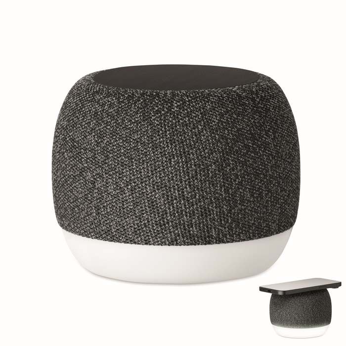 Listoo+ 15W vezeték n. töltő hangszóró, fekete | Reklámajándék, reklámtárgy, céges ajándék, egyedi reklámajándék Reklámajándék | Listoo+ 15W vezeték n. töltő hangszóró, fekete