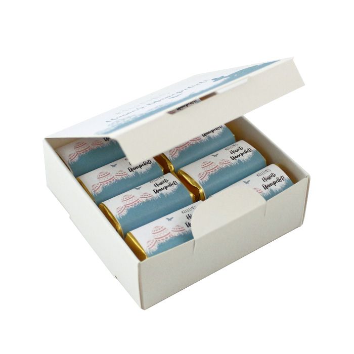 Logózott mini csokik, emblémázott dobozban, húsvétra