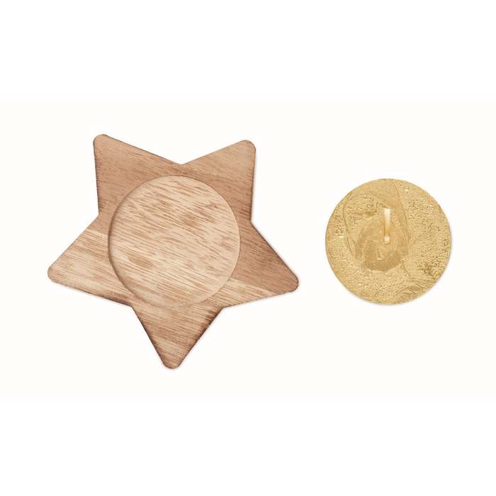 Reklámajándék | Lotus Gyertya csillag fa talpon, natúr